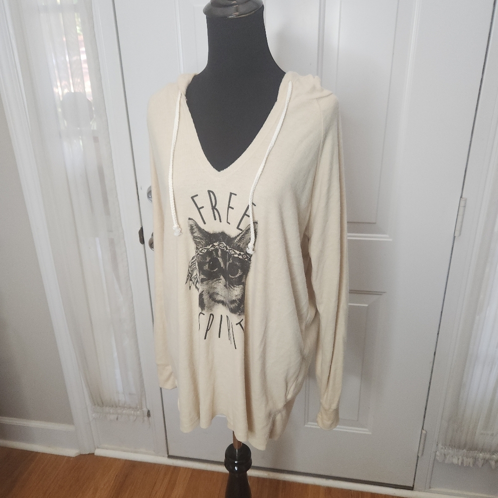 Derek Heart Free‎ Spirit Kitty Cat Hoodie  Size XL